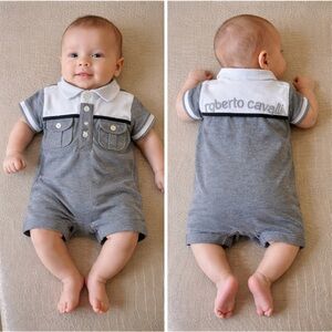 Roberto Cavalli Gray & White‎ Baby Romper 3M